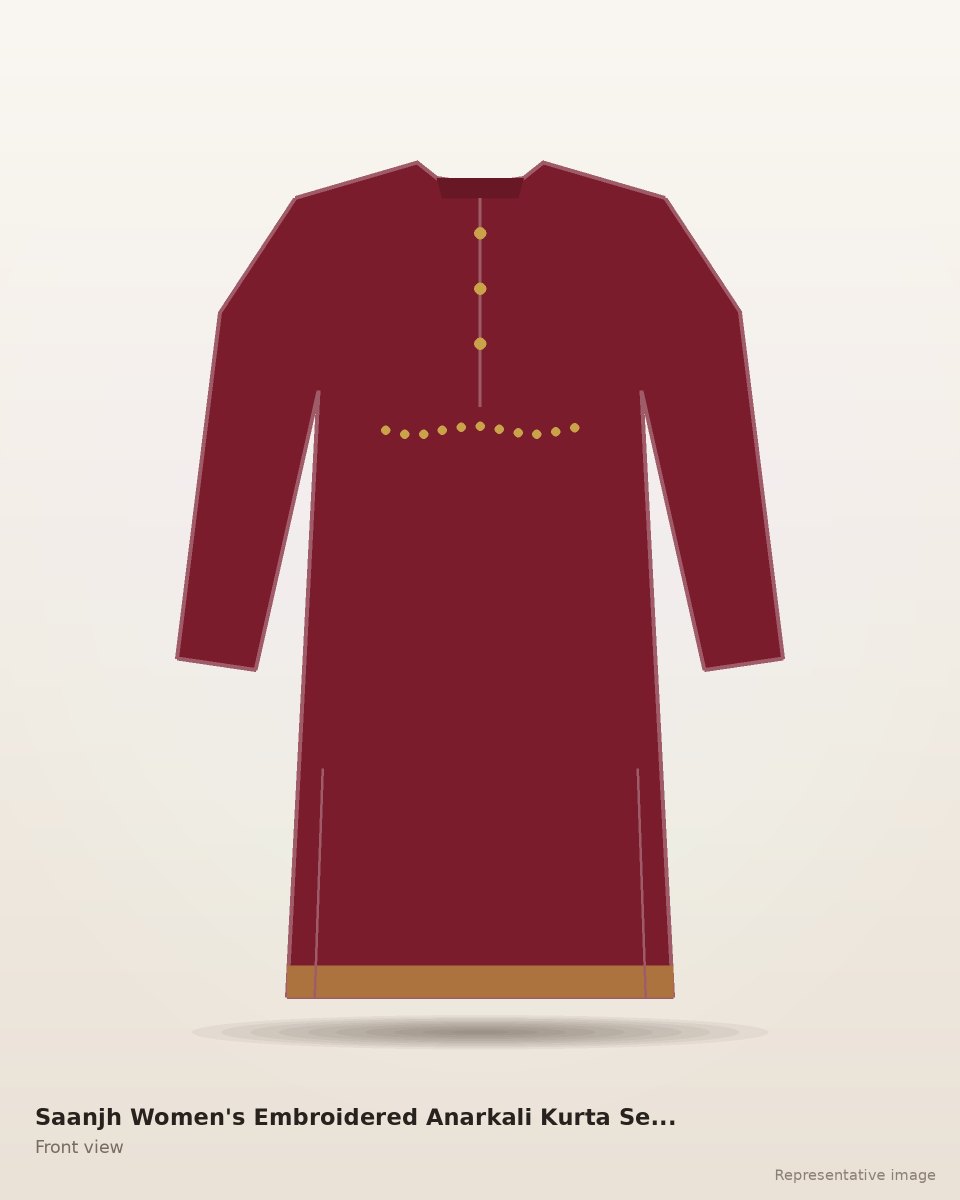 Saanjh Women's Embroidered Anarkali Kurta Set with Dupatta – front view (representative image)