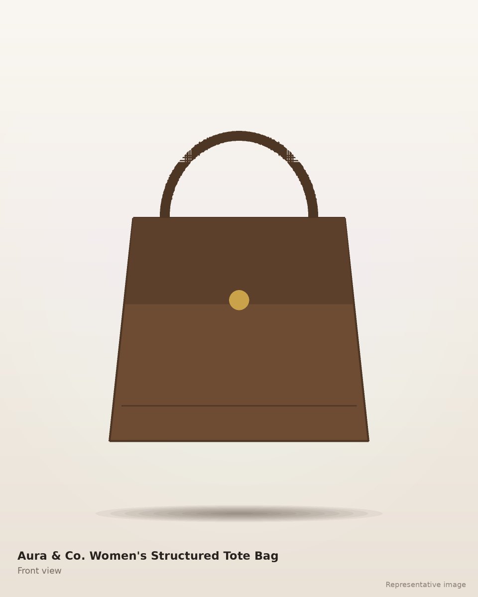 Aura & Co. Women's Structured Tote Bag – front view (representative image)