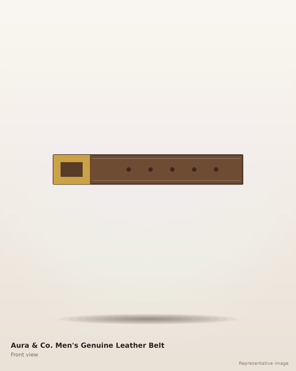 Aura & Co. Men's Genuine Leather Belt – front view (representative image)