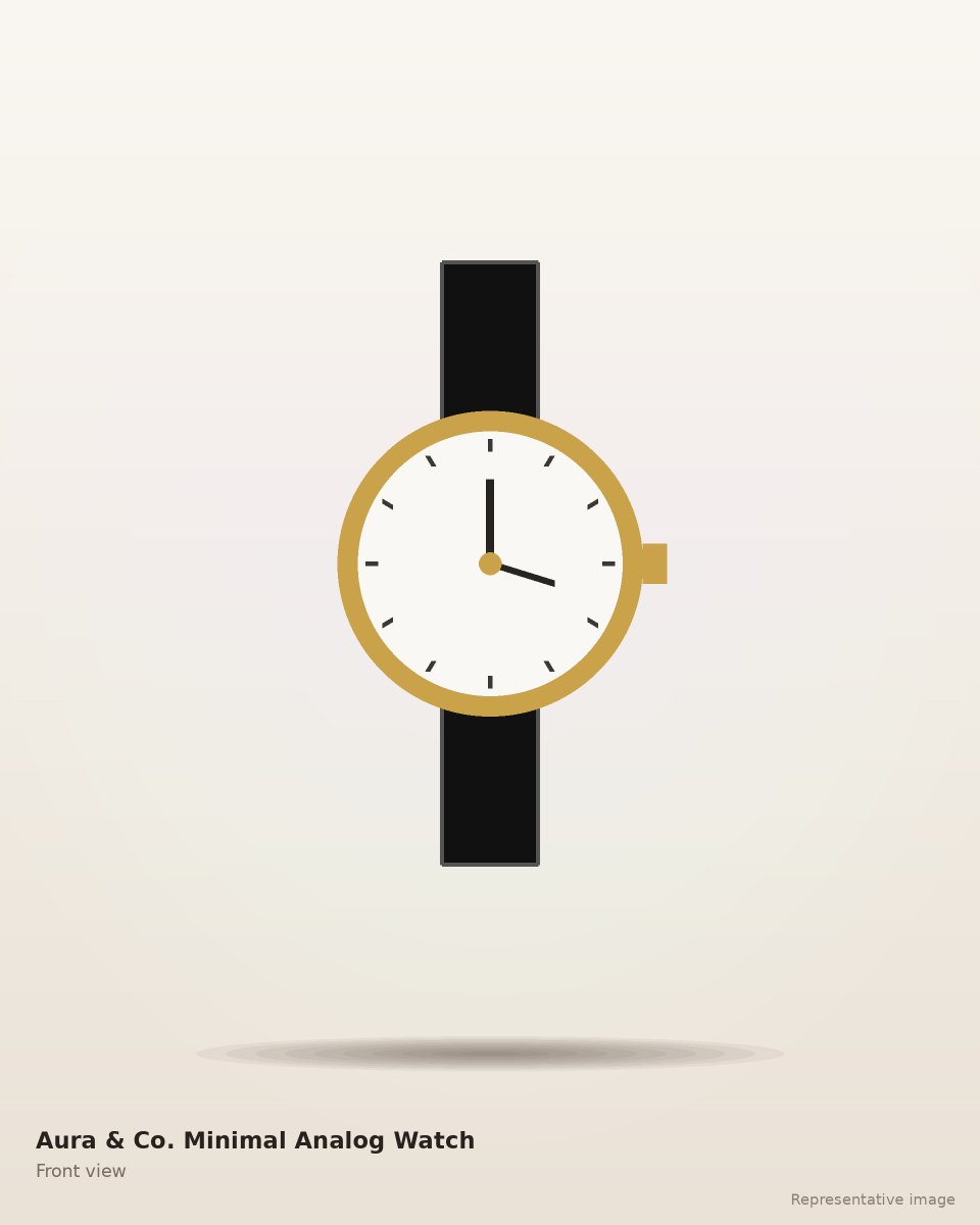 Aura & Co. Minimal Analog Watch – front view (representative image)