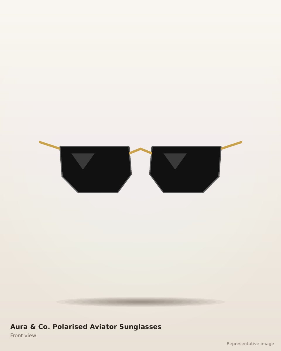 Aura & Co. Polarised Aviator Sunglasses – front view (representative image)
