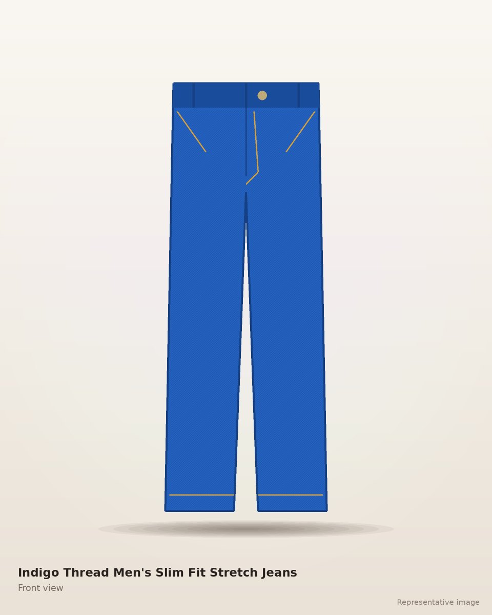 Indigo Thread Men's Slim Fit Stretch Jeans – front view (representative image)
