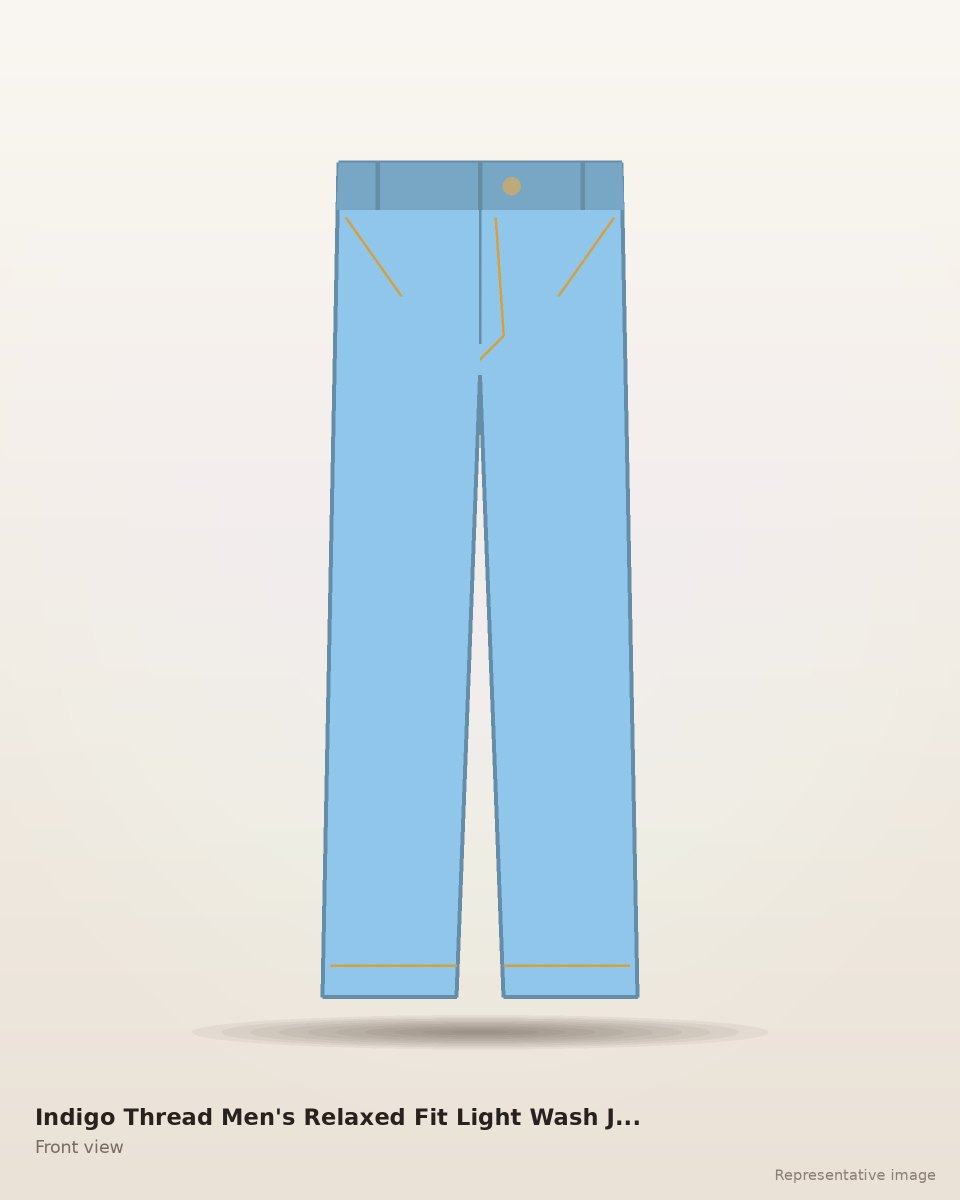 Indigo Thread Men's Relaxed Fit Light Wash Jeans – front view (representative image)